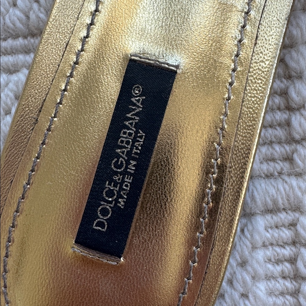 Dolce & Gabbana Gold Slip-On Mules with Multicolor Sequin - Picture 2 of 5
